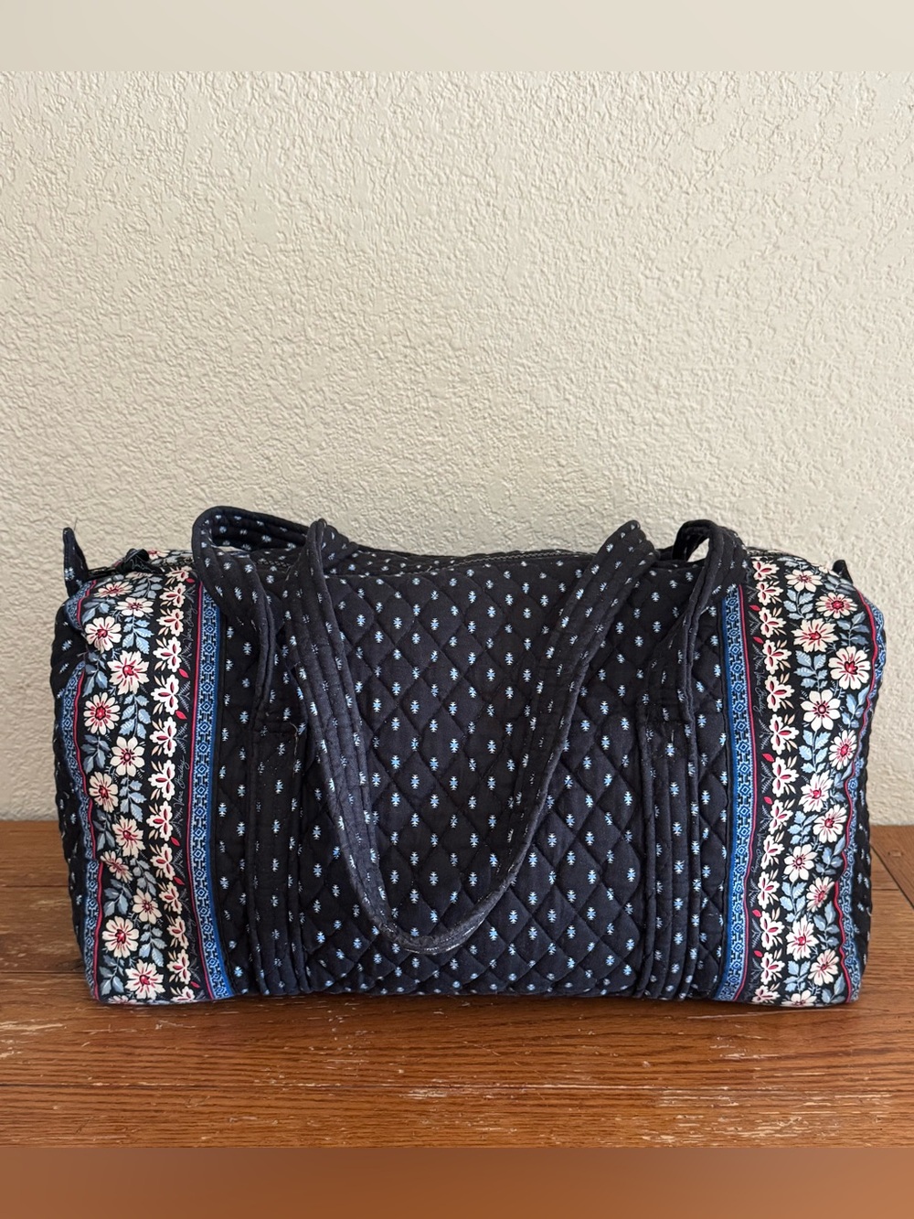 Vintage Vera Bradley Villager Duffle Black Retired Alpine Pattern Travel